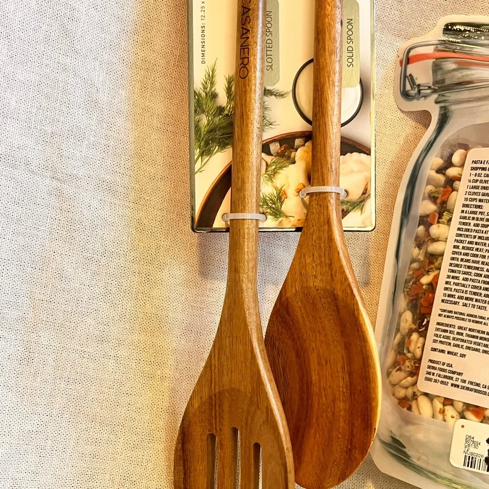 Wooden Utensil Set with Gourmet Cookies and Soup Mix